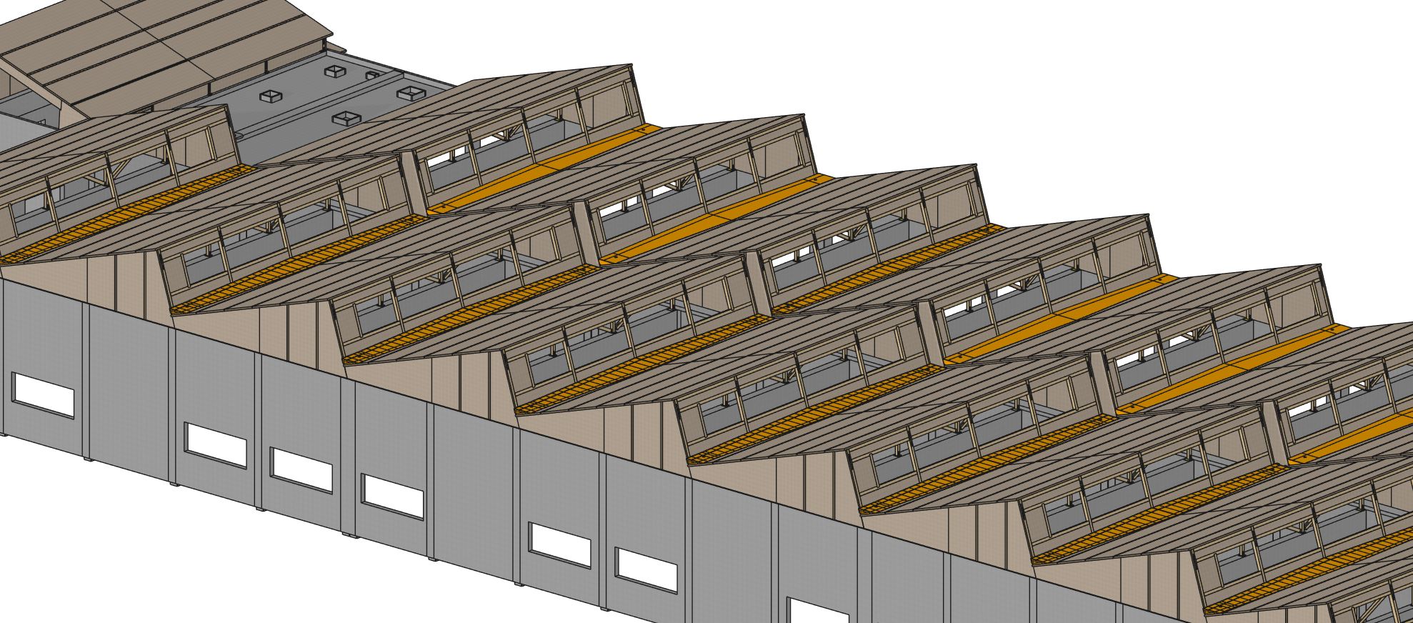 Restructuration de l'atelier de maintenance du RER B à Massy-Palaiseau : modélisation de la charpente bois en sheds